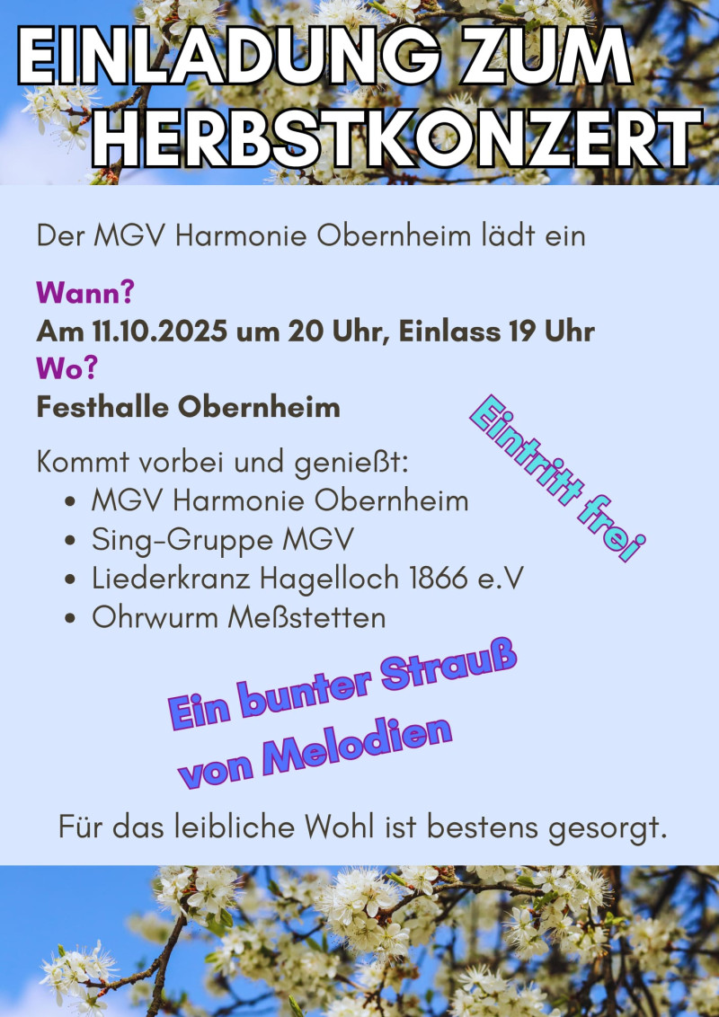 Herbstkonzert des MGV Harmonie Obernheim